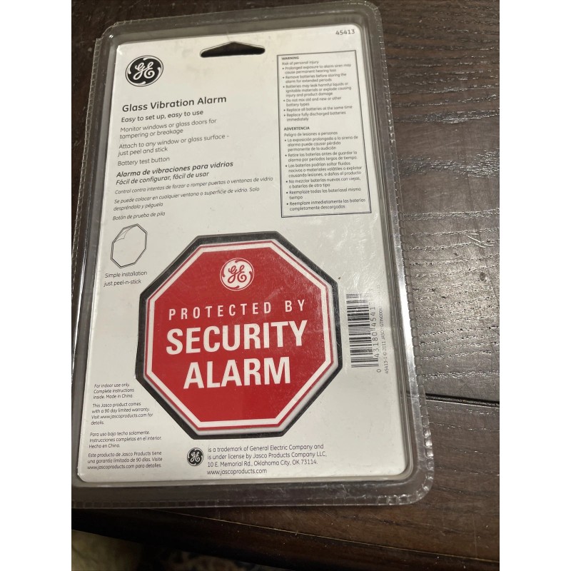 GE 45413 Glass Vibration Alarm, 100 Db Detects Vibration Safety