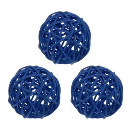 M METERXITY 3-Pack Wicker Rattan Balls 80mm/3.1 Inch Decorative Rattan Balls Orbs Vase Fillers Bowl Fillers for Christmas/Weddings/Thanksgiving/DIY Crafts/Home Decor [Blue]