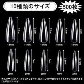 JANLOFO Nail Tips, Clear, False Nails, 500 Pieces, Long Nail Supplies, Nail Tip, Long, Clear, Nail Art, Practice, Almond