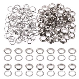 Rustark 100 Sets 1/2" 12mm Thickened Grommets Eyelets with Washers, Silver Metal Eyelet Grommets Kit for Leather, Canvas, Tarp, DIY Craft Projects