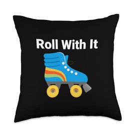 Roll With It Roller Skate Roller Derby Inline Skate Throw Pillow