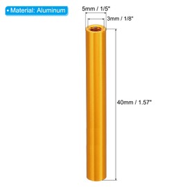 PATIKIL M3 Aluminium Spacer, Pack of 6 Metal Standoffs Sleeve Nut 3 mm ID x 5 mm OD x 40 mm L Thread Spacer Screw Spacer Round for RC Car Drones Motherboard, Golden