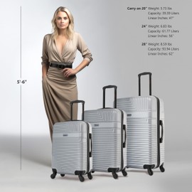 InUSA RESILIENCE Luggage with Spinner Wheels | Spacious Durable Lightweight Hardshell Suitcase, Travel Sets with Handle and Trolley | (20/24/28) 3 Piece Luggage Set | Silver