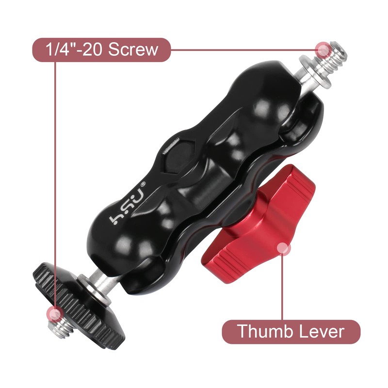 HSU Aluminum Alloy Double Ball Head Adapter, Magic Arm with