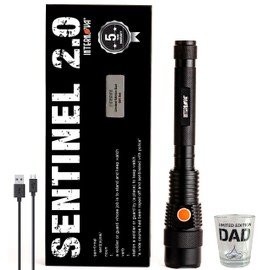 INTERNOVA® Father's Day Limited Edition Sentinel 2000 Lumen Rechargeable Flashlight 10.5 Inches - LED Flashlight Includes Shot Glass & Magnetic Sealed Gift Box