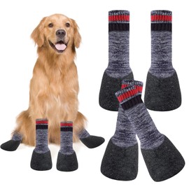 Nizirioo 2 Pairs of Dog OcKen Non-Slip Socks, Paw Protection, Protective Waterproof Dog Boots, Dog Shoes for Small, Medium, Large Dogs, Indoor and Outdoor (Black)
