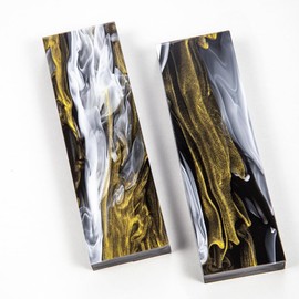 Cool Hand 2 Pcs Acrylic Knife Handle Scales Slabs Custom DIY Tool Material for Knives Making Blanks Blades, Synthetic Black/White/Yellow