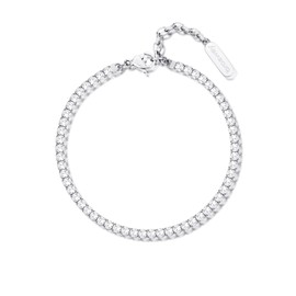 Brosway DESIDERI BEI030 Women's Stainless Steel Bracelet with Cubic Zirconia in Silver with Lobster Clasp Length: 180 mm, Stainless Steel, Cubic Zirconia