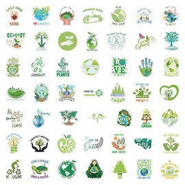 100PCS Environmental Protection Stickers, Save Planet Earth Stickers for Student Vinyl Waterproof for Water Bottle Laptop Luggage Guitar Gifts for Teens Girls Kids Adult Students