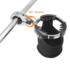 Motorcycle Cup Holder, Universal Motorcycle Drink Holder, Handlebar Water Bottle Holder with 360° Swivel Ball Mount for 7/8in to 1 1/4in Handlebar, Bike, ATV, UTV, Scooter, Boat
