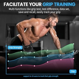 TIPRE - Probador de fuerza de agarre de 180 kg, dinamómetro de agarre de mano, probador digital de fuerza de agarre con visualización LCD, medidor de 