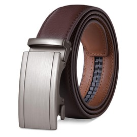 GSG Leather Ratchet Belts for Men Width 3.5cm with Automatic Buckle for Jeans, Size Adjustable, Brown 34-40 inch