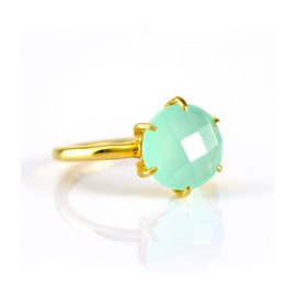Aqua Chalcedony ring, stackable ring, Vermeil Gold or silver, prong set ring, round ring, March Birthstone ring, Birthday gift, blue round ring