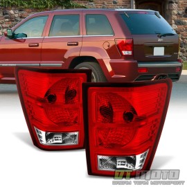 DTMOTO 2007-2010 Jeep Grand Cherokee Tail LIghts Brake Lamps Replacement Set Left+Right