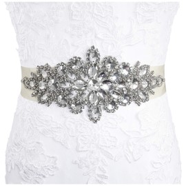 Lovful Handmade Wedding Dress Belt for Women,Rhinestone Belt for Bridesmaid Dresses,Sparkly Diamond Bridal Belt Sash,Ivory