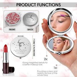 Fumete 4 Piezas Regalo Inspirador de Gimnasia para Niñas y Mujeres Espejo de Bolsillo Espejo de Maquillaje Compacto con Lupa de Mano para Gimnasta Regalo de Agradecimiento Entrenador (Rosa Rojo)