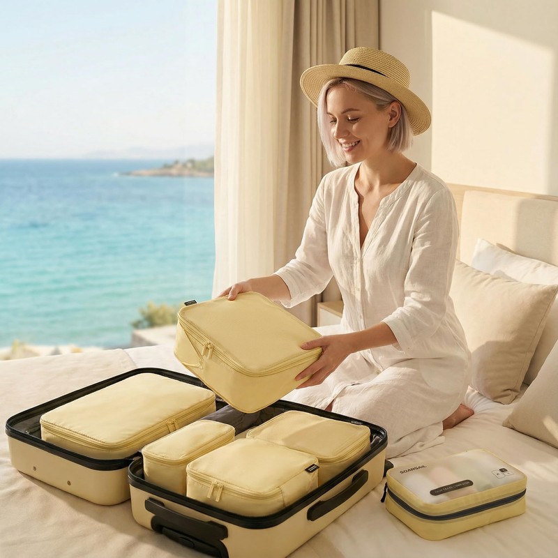SOARSAIL 6 Set Compression Packing Cubes for 7–14 Day Travel,