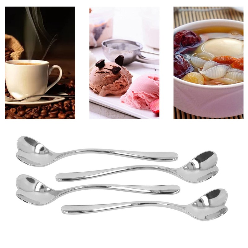 4 Pcs Coffee Stirring Spoons, Stainless Steel Dessert Spoons Heart