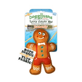 Doggijuana | Tuffer Chewer Mini - Interactive Dog Toy with Juananip Refill | Refillable Durable Holiday Dog Toy for Engaging Play and Natural Calming (Gingerbread Cookie)