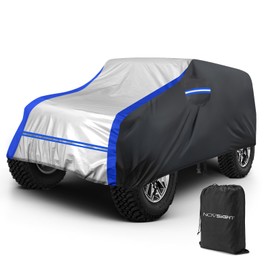 NOVSIGHT Cover for Jeep Wrangler - 2 Doors 2007-2025 JK JKUJL JLU,NOVSIGHT Waterproof All Weather Car Cover Hail Protector, 6 Layer Heavy Duty Rain Uv ProtRection for Wrangler 2 Door
