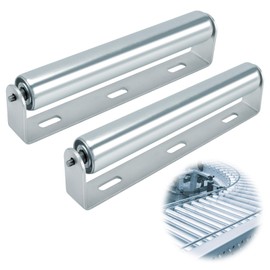 Conveyor Roller and Bracket Set 10-inch, 1.5-inch Diameter Galvanized Steel Roller, Ideal for Use as Support Rollers in Woodworking, Roller Stand or Bike Rollers 2 Pack