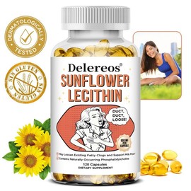 Sunflower Lecithin Capsules 900mg Contains natural phosphatidylcholine, provides nutritional support during lactation, relieves mammary catheter blockages, promotes milk flow, 3 pieces, 120 servings / 해바라기 레시틴 캡슐 900mg 천연 포스파티딜콜린 함유 수유 중 영양지원 유선 카테터 막힘 완화 우유 흐름 촉진, 3개, 120회분