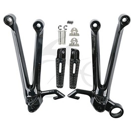 TCMT Black Front Foot Pegs Motorcycle Footpeg Footrest Bracket Set Fits For SUZUKI GSXR 1000 GSX-R1000 2005-2006 K6