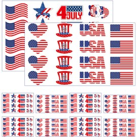 SEWACC 10sheets Independence Day Face Stickers USA Themed Decorative Body Stickers for Parties Parades Patriotic Events Temporary Designs for Arm Ankle More