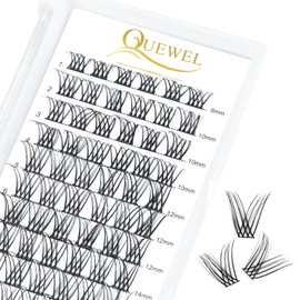 QUEWEL Individual Lashes DIY Cluster Lashes False Eyelashes Soft & Light Segmented Eyelashes For Makeup Home Use (Honey02-D-MIX8-16mm)