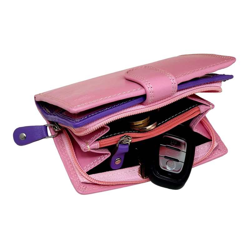 STARHIDE Womens RFID Blocking Compact Soft Leather Multi Coloured Purse