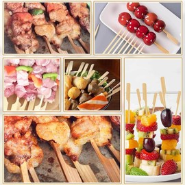 Henyall 100 Pieces Bamboo Paddle Skewers 18 CM,Flat Burgers Sticks Children Kids Wooden Fruits Sticks,Campfire Natural Bamboo Cocktail Sticks,Barbecue Bamboo Skewers for Kebabs,BBQ,Party