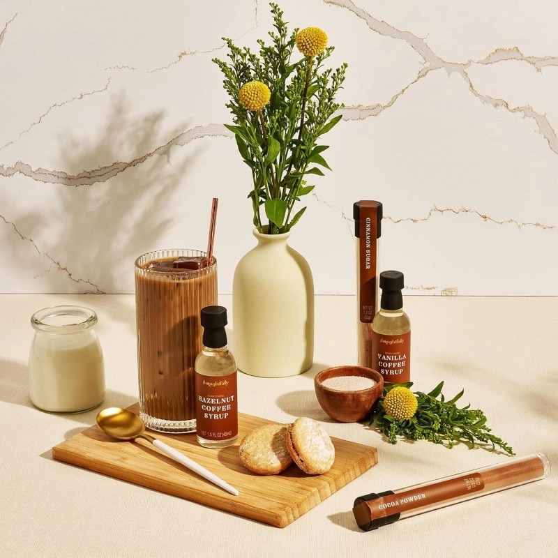 Thoughtfully Gourmet, Coffee Bar Gift Set, Includes 4 Delicious Syrups,