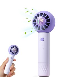 MIALEXO Mini Portable Fan,Handheld Fan,USB Rechargeable 3 Speeds Adjustment Cute Lollipop Shape Powerful Handheld Fan for Girls Women Kids,Travel, Makeup,and Outdoor Activities-Grape Purple