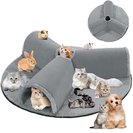 HOMBYS Extra Large 28" Cat Tunnel Bed for Indoor Cats, 2-in-1 Cat Bed with Y Shape Cat Tunnel, Cat Carpet Tunnel for Multi-Pets Family, Detachable, Washable for Cats and Small Pets