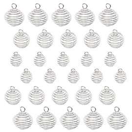 Spiral Bead Cages Pendants, 30pcs Silver Plated Spiral Crystal Stone Holder Cages Pendant for Jewelry Making and Crafting