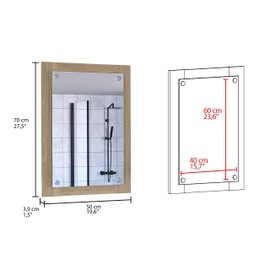 TREATLIFE HOME Enhance Your Space with Rectangular Bathroom Mirror, Light Pine Frame, Stylish and Functional Design, Beige