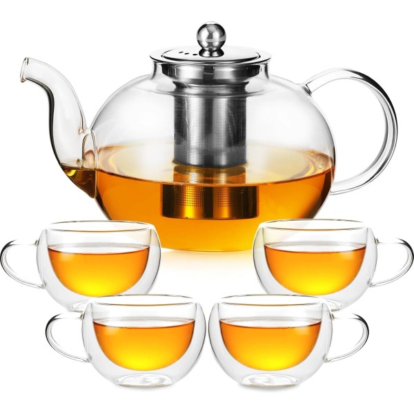 Does not apply 50OZ/1500ML Glass Teapot Set with 4 Double