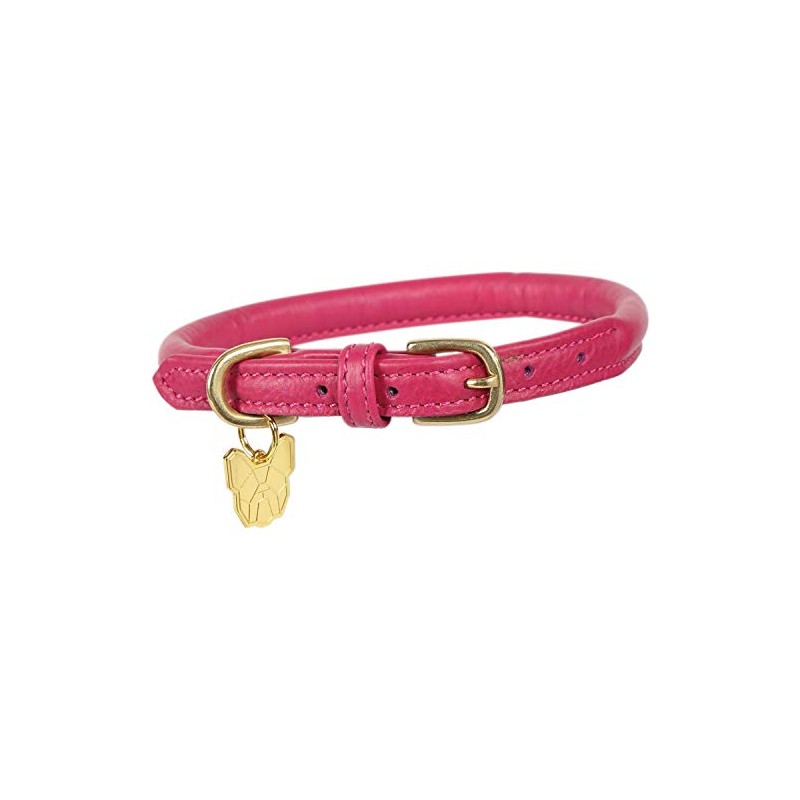 Shires Rolled Leather Dog Collar XXX Small Pink