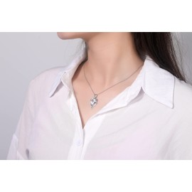 CERSLIMO Mother's Day Gifts for Mum, Chain 925 Silver Jewellery Gift for Mother/Sister/Daughter/Girlfriend/Wife Christmas with Gift Box, Heart Cubic Zirconia Pendant Necklace Women Girls Birthday