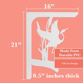 JennyGems Egret Heron Mailbox Bracket Decoration, Porch Decor, Indoor Outdoor with Wings Expanded, Made in USA