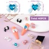 Joez Wonderful Bow Nail Charms with Heart Rhinestones 40pcs, 3D