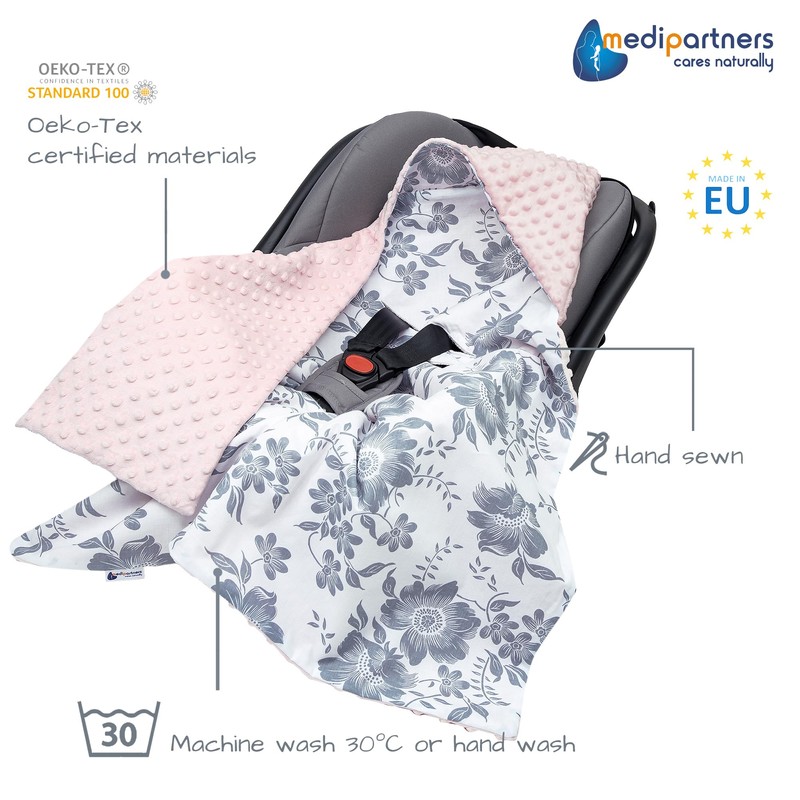 Medi Partners Swaddling Blanket 100% Cotton 85x85cm Double-Sided Multifunctional Plush