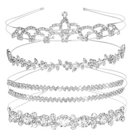 Jaciya Rhinestone Headbands Silver Bridal Headpiece Wedding Headband for Birthday Party First Communion