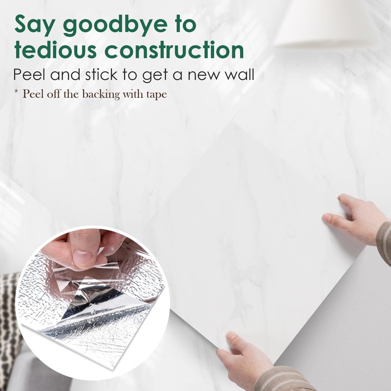 VallisCo Peel and Stick Backsplash Tiles 20 Sheets 12''x12'' PVC