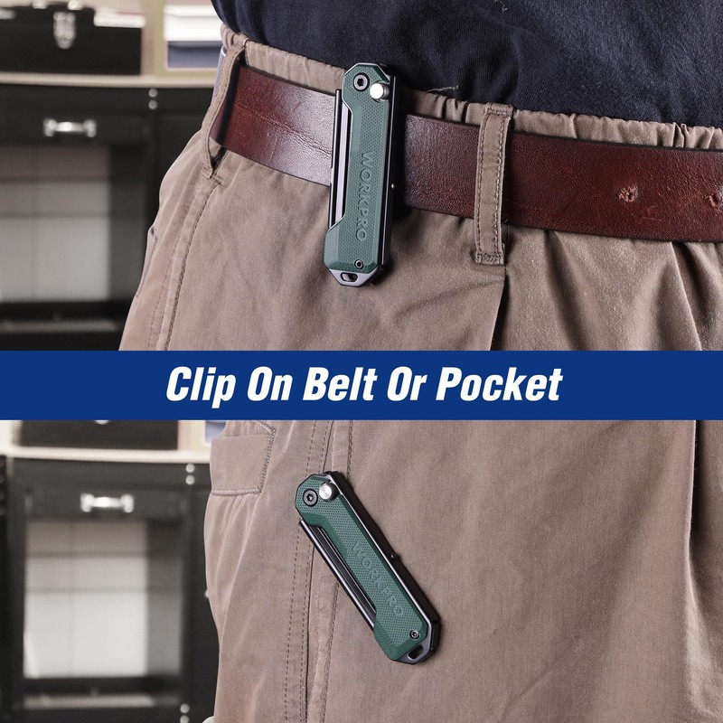 WORKPRO EDC Folding Utility Knife, Mini Box Cutter with Quick