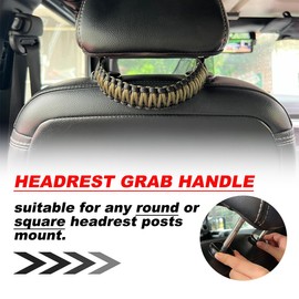 SWLOR Headrest Grab Handles(Army Green),Paracord Headrest Grab Handles for Jeep Tacoma Bronco 4Runner,Heavy-Duty Paracord Handle,Back Seat Grab Handles