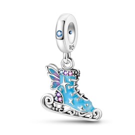 CYCUFF 925 Sterling Silver Charms Suitable for Bracelet Pendants Beads, Charm Necklaces Jewellery Gift for Women Family Friends (Figure Skate Charm)