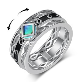 Yorionke NA Anxiety Ring 925 Sterling Silver Alcoholics Anonymous Spinner Ring AA Symbol Recovery Gifts Sobriety Gifts for Men Women(8)