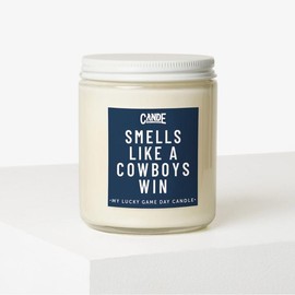 Smells Like a Football Win Scented Candle - 8oz and  16 oz Eco-Friendly Soy Wax House Candle for Game Day Decor & Gift - Long Lasting 100 Hours Burn Time:_Cowboys_Bourbon Vanilla
