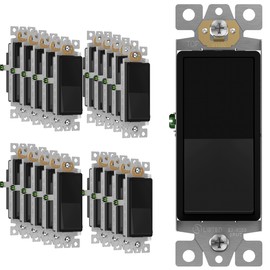 ENERLITES Matte Black Light Switch, Decorator Paddle Rocker Wall Switch, Single Pole, 3 Wire, Grounding Screw, Residential Grade, 15A 120V/277V, UL Listed, 91150-MBK20P (20 Pack)